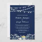 ネイビー&金ゴールドナイト庭園の結婚式招待状 招待状 (正面)