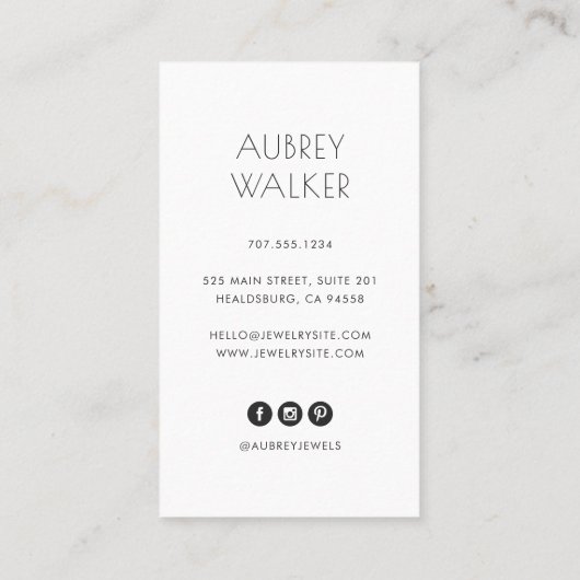 ネイビー&金ゴールドネックレスロゴ |ジュエリーデザイナー 名刺 (裏面)