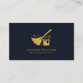ネイビー&金ゴールドハウスクリーニングサービス 名刺 (正面)