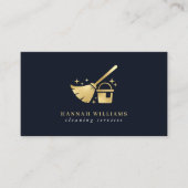 ネイビー&金ゴールドハウスクリーニングサービス 名刺 (正面)