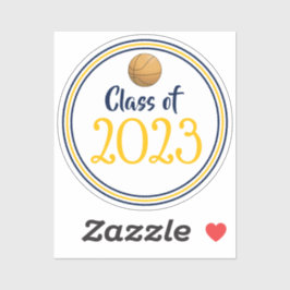 ネイビー&金ゴールドバスケットボールクラス卒業 シール