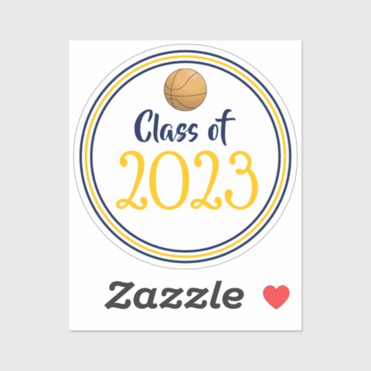 ネイビー&金ゴールドバスケットボールクラス卒業 シール (シート)