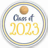 ネイビー&金ゴールドバスケットボールクラス卒業 シール (正面)