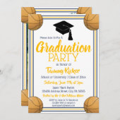 ネイビー&金ゴールドバスケットボール卒業式パーティー 招待状 (正面/裏面)