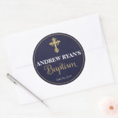 ネイビー&金ゴールドバプテスマがスティッカーを支持 ラウンドシール (封筒)