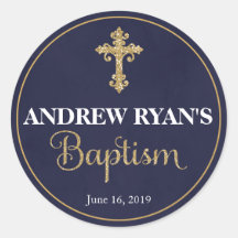 ネイビー&金ゴールドバプテスマがスティッカーを支持