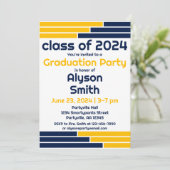 ネイビー&金ゴールドバーワンフォトグラードパーティー 招待状 (スタンド正面)