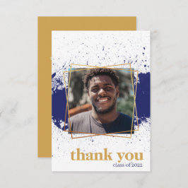 ネイビー&金ゴールドファンキースプラット卒業サンキューカード 招待状