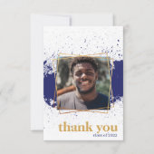 ネイビー&金ゴールドファンキースプラット卒業サンキューカード 招待状 (正面)