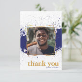 ネイビー&金ゴールドファンキースプラット卒業サンキューカード 招待状 (スタンド正面)