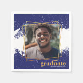 ネイビー&金ゴールドファンキースプラット卒業ナプキンス スタンダードカクテルナプキン (正面)