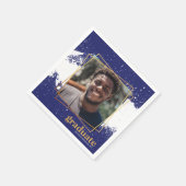 ネイビー&金ゴールドファンキースプラット卒業ナプキンス スタンダードカクテルナプキン (角)