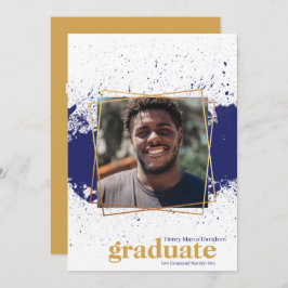 ネイビー&金ゴールドファンキースプラット卒業招待状 招待状