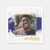 ネイビー&金ゴールドファンキースプラット卒業 スタンダードカクテルナプキン (正面)