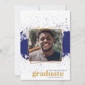 ネイビー&金ゴールドファンキースプラット卒業 招待状 (正面)