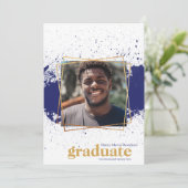 ネイビー&金ゴールドファンキースプラット卒業 招待状 (スタンド正面)