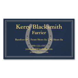ネイビー+金ゴールドフェリアスホースショイングとトリム マグネット名刺
