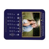 ネイビー&金ゴールドフォトカレン救ダー私たちの日結婚付 マグネット (横)