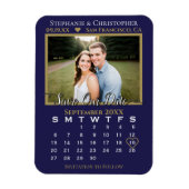 ネイビー&金ゴールドフォトカレン救ダー私たちの日結婚付 マグネット (縦)