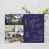 ネイビー&金ゴールドプロパティフライヤーオープンハウスフォーフォト 招待状 (スタンド正面)