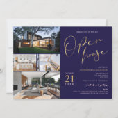 ネイビー&金ゴールドプロパティフライヤーオープンハウスフォーフォト 招待状 (正面)