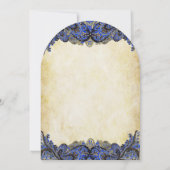 ネイビー&金ゴールドペイズリー模様のピーコック結婚式招待状 招待状 (裏面)