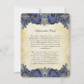 ネイビー&金ゴールドペイズリー模様のピーコック結婚式招待状 招待状 (正面)