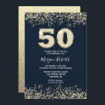 ネイビー&金ゴールドメンズまたは女性50th誕生日パーティー 招待状<br><div class="desc">ネイビー&金ゴールドメンズまたは女性50thバースデーパーティー招待美しいフェイク金ゴールドグリッター紙吹雪招待状。ニッチとネストストアでコレクションをマッチング。デザイン提供：スタジオデンマーク</div>