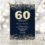 ネイビー&金ゴールドメンズまたは女性60th誕生日パーティー 招待状<br><div class="desc">ネイビー&金ゴールドメンズまたは女性60thバースデーパーティー招待美しいフェイク金ゴールドグリッター紙吹雪招待状。ニッチとネストストアでコレクションをマッチング。デザイン提供：スタジオデンマーク</div>