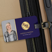 ネイビー&金ゴールドモダンロ実在ゴエステートのエージェント写真 ラゲッジタグ