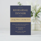 ネイビー&金ゴールドリモダンハーサルディナー招待状 招待状 (スタンド正面)