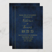 ネイビー&金ゴールドリーガル結婚式招待状 招待状 (正面/裏面)