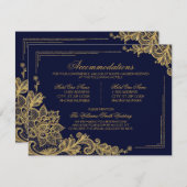 ネイビー&金ゴールドレース宿泊詳細カード エンクロージャーカード (正面/裏面)