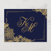 ネイビー&金ゴールドレース宿泊詳細カード エンクロージャーカード (裏面)