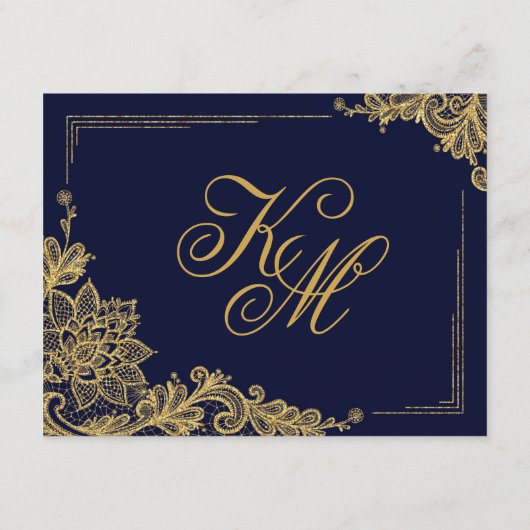 ネイビー&金ゴールドレース宿泊詳細カード エンクロージャーカード (裏面)