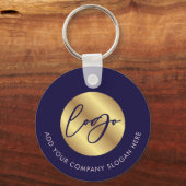 ネイビー&金ゴールドロゴ実在エステートビジネスプロモーション キーホルダー (正面)