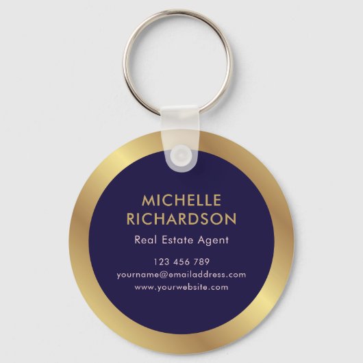 ネイビー&金ゴールドロゴ実在エステートビジネスプロモーション キーホルダー (裏面)