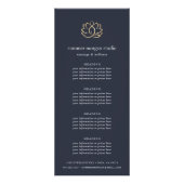 ネイビー&金ゴールドロータス |スパ価格またはサービス ラックカード (正面)