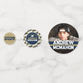 ネイビー&金ゴールド卒業写真パーソナライズされたパーティー コンフェッティ (正面)