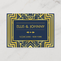 ネイビー&金ゴールド幾何結婚座席表