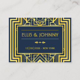 ネイビー&金ゴールド幾何結婚座席表 プレイスカード