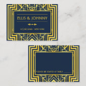 ネイビー&金ゴールド幾何結婚座席表 プレイスカード (正面/裏面)