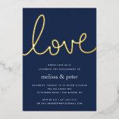 ネイビー&金ゴールド結びラヴ航海の婚約パーティ 箔招待状 (正面)