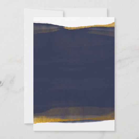 ネイビー&金ゴールド結婚式招待状 – 水彩箔 招待状 (裏面)