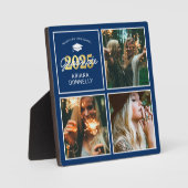 ネイビー&金ゴールド3写真卒業 フォトプラーク (正面)