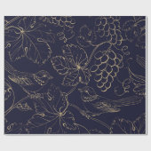 ネイビー・金ゴールド・ベ葉リーズ  ラッピングペーパー (フラット)