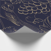 ネイビー・金ゴールド・ベ葉リーズ  ラッピングペーパー (角)