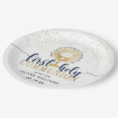 ネイビー&金ゴールド・ボーイ・ファースト・ホーリー・コミュニション ペーパープレート (アングル)