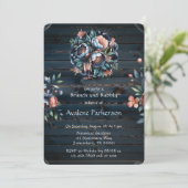 ネイビー&銅ピーニーウッドブランチとバブリー 招待状 (スタンド正面)