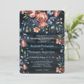 ネイビー&銅ピーニーウッド結婚ズお祝い 招待状 (スタンド正面)